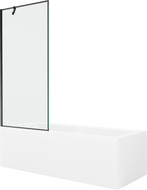 Mexen Cubik cadă dreptunghiulară 150 x 70 cm cu panou și paravan cu 1 canat 80 cm, model negru - 550315070X9508007070