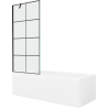 Mexen Cubik cadă dreptunghiulară de 150 x 70 cm cu panouri si paravan cu 1 aripă 80 cm, Model negru - 550315070X9508007077