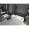 Mexen Cubik cadă dreptunghiulară 150 x 70 cm cu carcasă și paravan cu 1 canat, model negru - 550315070X9508007077