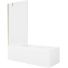 Mexen Cubik cadă dreptunghiulară 150 x 70 cm cu panou și paravan 1-foaie 90 cm, transparent, auriu - 550315070X9509000050