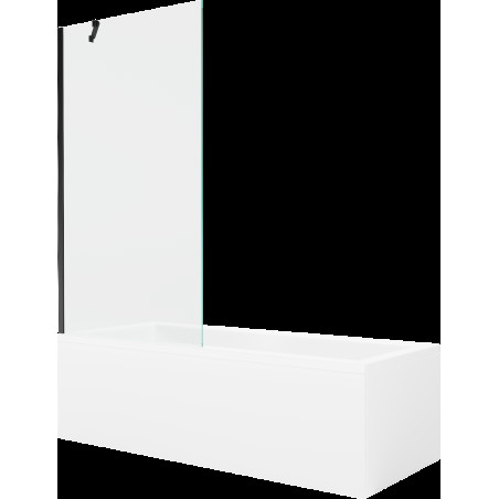 Mexen Cubik cadă dreptunghiulară de 150 x 70 cm cu panouri si paravan cu 1 aripă 90 cm, transparent, Neagră - 550315070X95090000