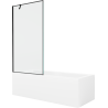 Mexen Cubik cadă dreptunghiulară de 150 x 70 cm cu panouri si paravan cu 1 aripă 90 cm, Model negru - 550315070X9509007070