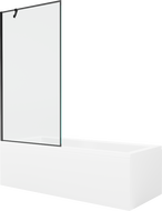 Mexen Cubik téglalap alakú kád 150 x 70 cm, burkolattal és 1-szárnyas paravánnal 90 cm, fekete minta