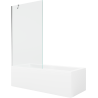 Mexen Cubik cadă dreptunghiulară 150 x 70 cm cu cadru și paravan cu 1 panou de 100 cm, transparent, crom - 550315070X9510000001