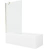 Mexen Cubik cadă dreptunghiulară 150 x 70 cm cu carcasă și paravan cu 1 canat 100 cm, transparent, auriu