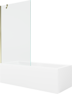 Mexen Cubik cadă dreptunghiulară 150 x 70 cm cu carcasă și paravan cu 1 canat 100 cm, transparent, auriu