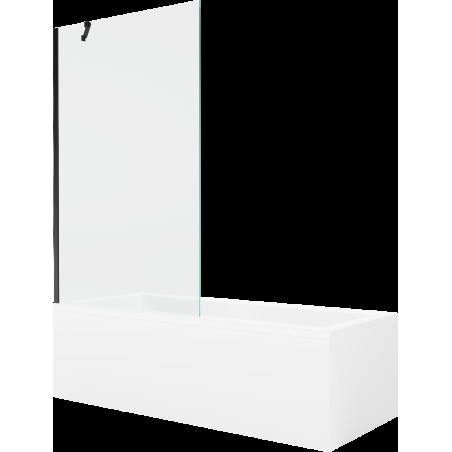 Mexen Cubik cadă dreptunghiulară de 150 x 70 cm cu panouri si paravan cu 1 aripă 100 cm, transparent, Neagră - 550315070X9510000