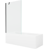 Mexen Cubik cadă dreptunghiulară 150 x 70 cm cu cadru și paravan 1-canata 100 cm, transparent, negru - 550315070X9510000070