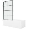 Mexen Cubik téglalap alakú kád 150 x 70 cm burkolattal és 1 szárnyú fülkével 100 cm, fekete mintás