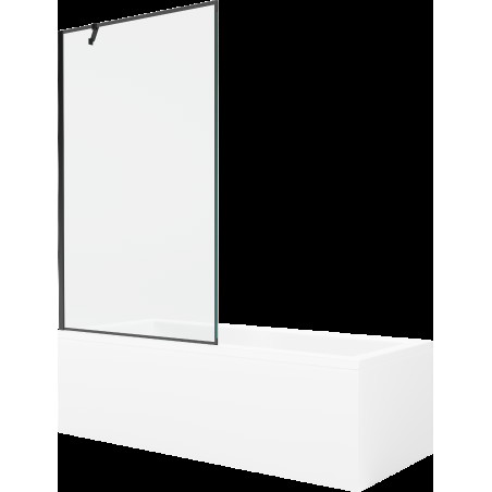 Mexen Cubik cadă dreptunghiulară de 150 x 70 cm cu panouri si paravan cu 1 aripă 100 cm, Model negru - 550315070X9510007070