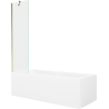 Mexen Cubik cadă dreptunghiulară 160 x 70 cm cu mască și paravan cu 1 panou de 50 cm, transparentă, aurie