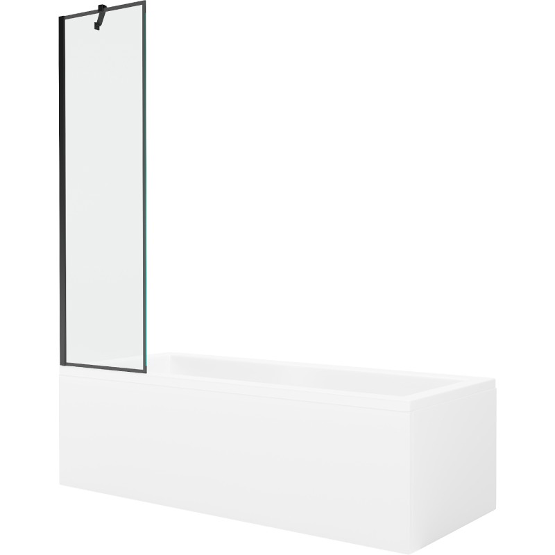 Mexen Cubik cadă dreptunghiulară 160 x 70 cm cu carcasă și paravan cu 1 canat 50 cm, model negru - 550316070X9505007070