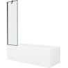 Mexen Cubik cadă dreptunghiulară 160 x 70 cm cu carcasă și paravan cu 1 canat 50 cm, model negru - 550316070X9505007070