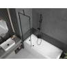 Mexen Cubik cadă dreptunghiulară 160 x 70 cm cu carcasă și paravan cu 1 canat 50 cm, model negru - 550316070X9505007070