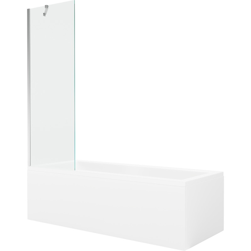 Mexen Cubik téglalap alakú kád 160 x 70 cm burkolattal és 1-szárnyas paravánnal, 60 cm, átlátszó, króm