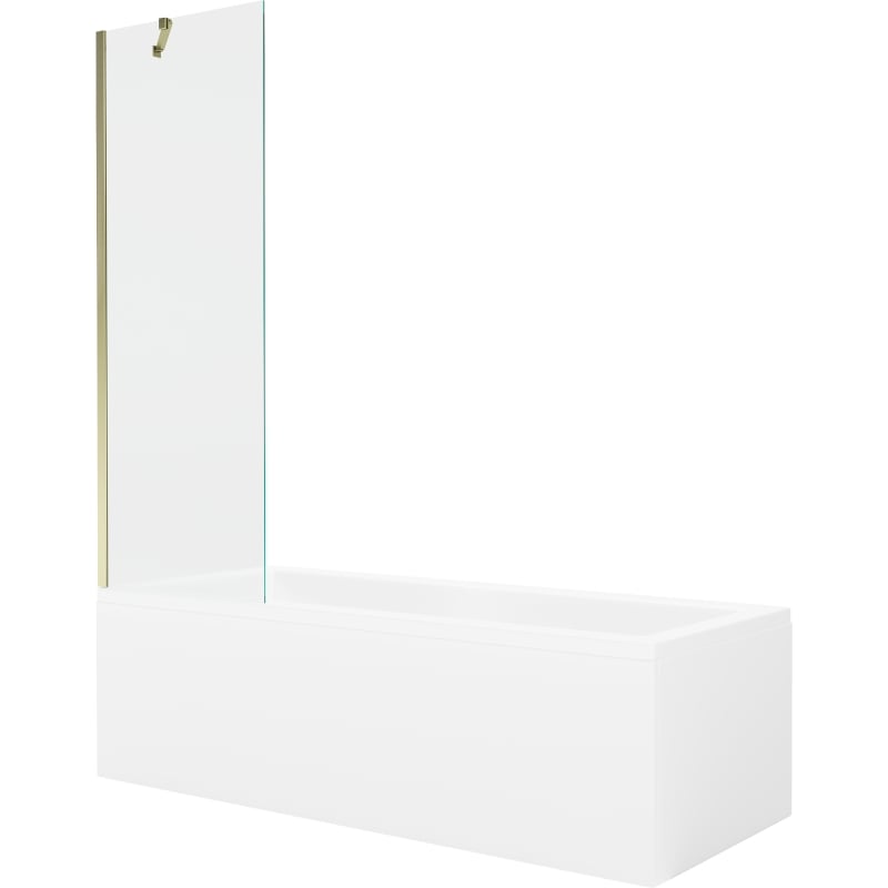 Mexen Cubik 160 x 70 cm téglalap alakú kád borítással és 1-szárnyú paravánnal 60 cm, átlátszó, arany