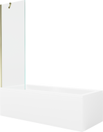 Mexen Cubik cadă dreptunghiulară 160 x 70 cm cu carcasă și paravan cu 1 panou de 60 cm, transparent, auriu