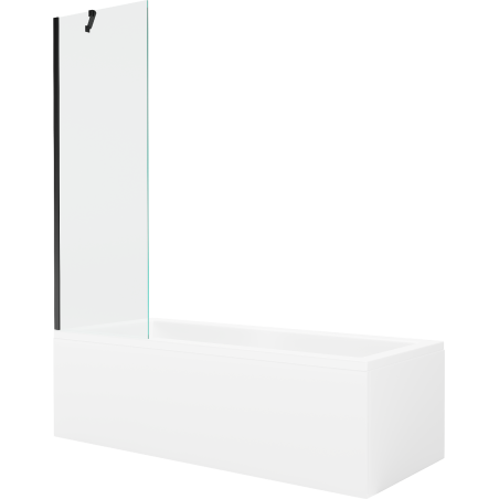 Mexen Cubik téglalap alakú kád 160 x 70 cm burkolattal és 1-szárnyú 60 cm-es paravánnal, átlátszó, fekete