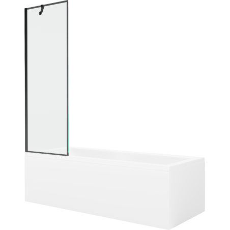Mexen Cubik 160 x 70 cm-es téglalap alakú kád burkolattal és 1-szárnyas paravánnal, fekete mintával