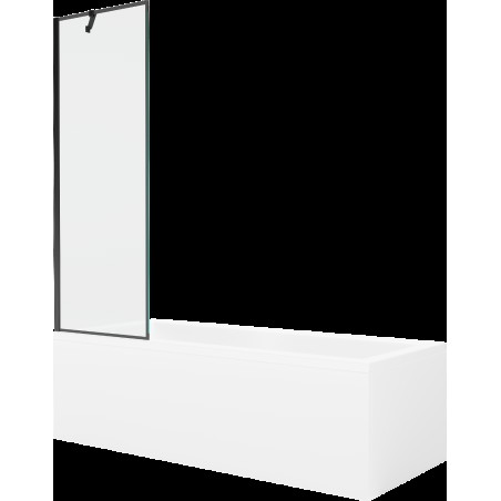 Mexen Cubik cadă dreptunghiulară de 160 x 70 cm cu panouri si paravan cu 1 aripă 60 cm, Model negru - 550316070X9506007070