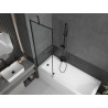Mexen Cubik téglalap alakú kád 160 x 70 cm burkolattal és 1-szárnyú paravánnal 60 cm, fekete minta - 550316070X9506007070