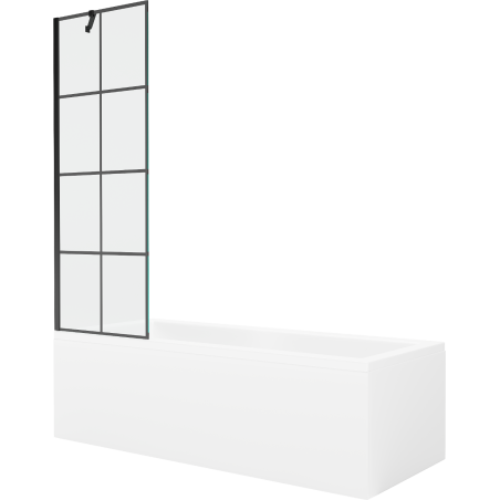 Mexen Cubik téglalap alakú kád 160 x 70 cm burkolattal és 1-szárnyú paravánnal 60 cm, fekete minta - 550316070X9506007077