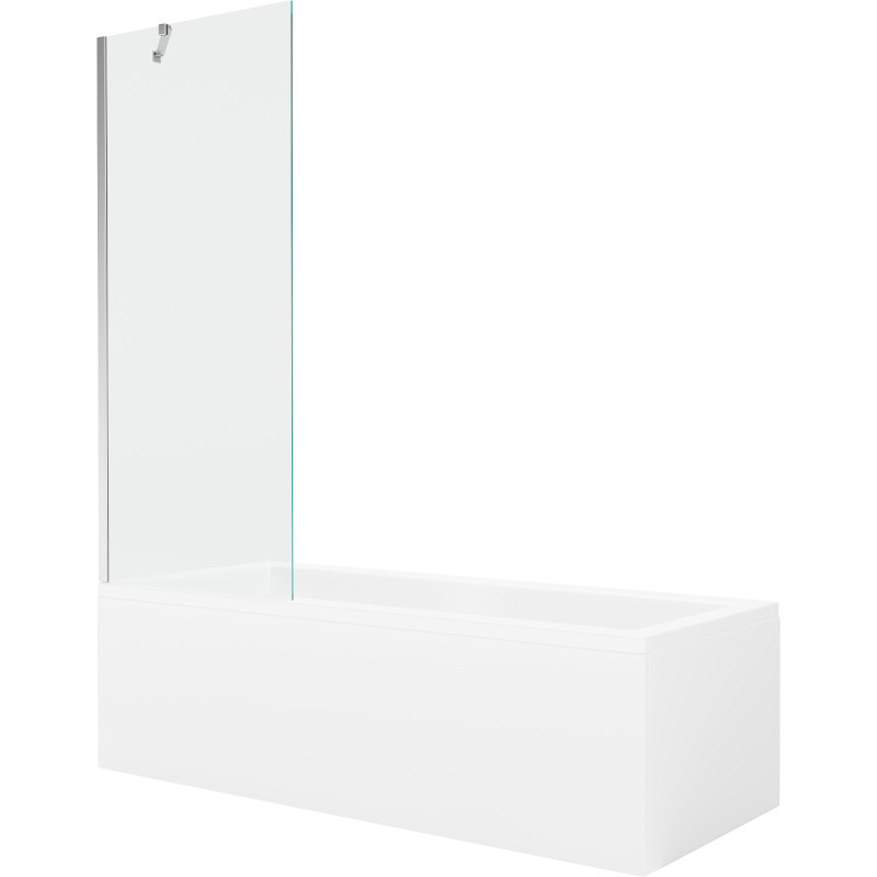 Mexen Cubik téglalap alakú 160 x 70 cm-es kád burkolattal és 1-szárnyú paravánnal 70 cm, átlátszó, króm