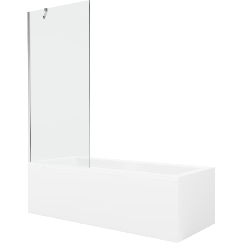 Mexen Cubik téglalap alakú 160 x 70 cm-es kád burkolattal és 1-szárnyas paravánnal 80 cm, átlátszó, króm
