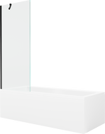 Mexen Cubik cadă dreptunghiulară 160 x 70 cm cu panou și paravan 1-canat 70 cm, transparent, negru - 550316070X9507000070