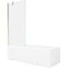 Mexen Cubik cadă dreptunghiulară 160 x 70 cm cu panou și paravan cu 1 aripă 80 cm, transparent, auriu - 550316070X9508000050