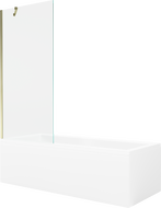 Mexen Cubik cadă dreptunghiulară 160 x 70 cm cu carcasă și paravan cu 1 canat de 80 cm, transparent, auriu