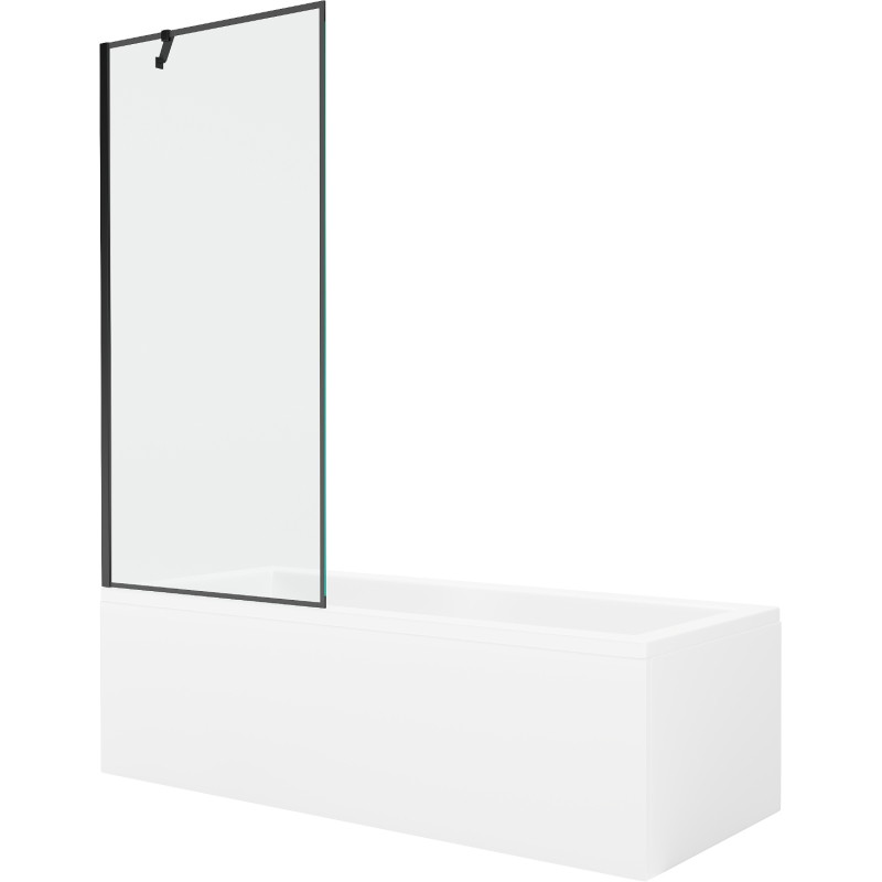 Mexen Cubik cadă dreptunghiulară 160 x 70 cm cu mască și paravan cu 1 panou de 80 cm, model negru - 550316070X9508007070