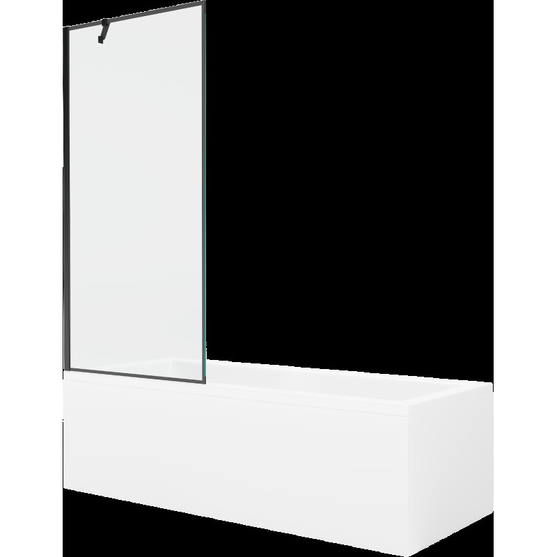 Mexen Cubik cadă dreptunghiulară de 160 x 70 cm cu panouri si paravan cu 1 aripă 80 cm, Model negru - 550316070X9508007070