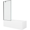 Mexen Cubik cadă dreptunghiulară 160 x 70 cm cu panou și paravan cu 1 aripă 80 cm, model negru - 550316070X9508007070