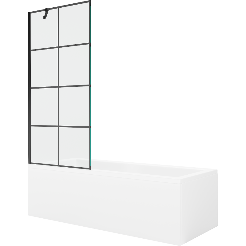 Mexen Cubik téglalap alakú kád 160 x 70 cm-es burkolattal és 1-szárnyú paravánnal 80 cm, fekete mintás - 550316070X9508007077