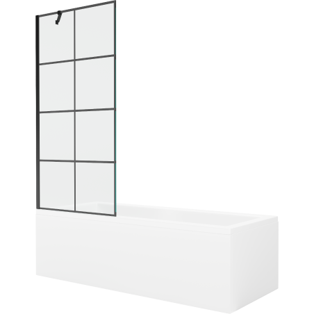 Mexen Cubik téglalap alakú kád 160 x 70 cm-es burkolattal és 1-szárnyú paravánnal 80 cm, fekete mintás - 550316070X9508007077