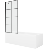 Mexen Cubik téglalap alakú kád 160 x 70 cm-es burkolattal és 1-szárnyú paravánnal 80 cm, fekete mintás - 550316070X9508007077