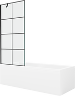 Mexen Cubik cadă dreptunghiulară 160 x 70 cm cu panou și paravan cu 1 panou 80 cm, model negru - 550316070X9508007077