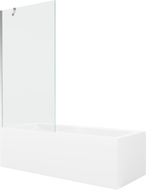 Mexen Cubik négyszögletes kád 160 x 70 cm burkolattal és 1-szárnyú 90 cm-es paravánnal, áttetsző, króm - 550316070X9509000001