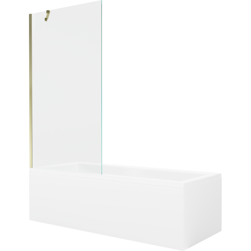 Mexen Cubik téglalap alakú kád 160 x 70 cm burkolattal és 1-szárnyú paravánnal 90 cm, átlátszó, arany - 550316070X9509000050