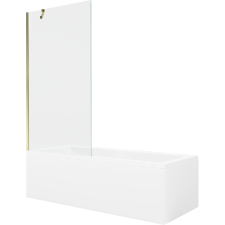 Mexen Cubik téglalap alakú kád 160 x 70 cm burkolattal és 1-szárnyú paravánnal 90 cm, átlátszó, arany - 550316070X9509000050