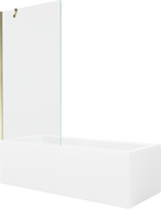 Mexen Cubik téglalap alakú fürdőkád 160 x 70 cm burkolattal és 1-szárnyas paravánnal 90 cm, átlátszó, arany