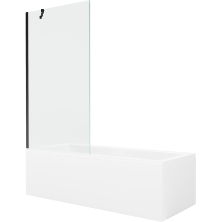 Mexen Cubik téglalap alakú kád 160 x 70 cm burkolattal és 1-szárnyú paravánnal 90 cm, átlátszó, fekete