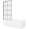 Mexen Cubik téglalap alakú kád 160 x 70 cm burkolattal és 1 szárnyú paravánnal 90 cm, fekete minta - 550316070X9509007077