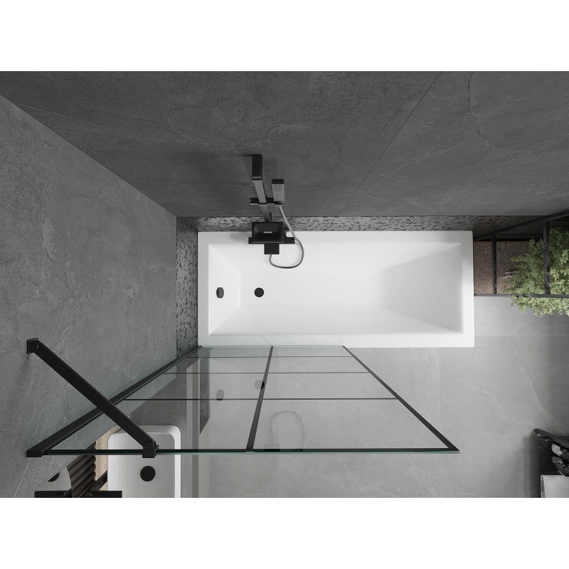 Mexen Cubik cadă dreptunghiulară 160 x 70 cm cu carcasă și paravan cu 1 aripă 90 cm, model negru - 550316070X9509007077