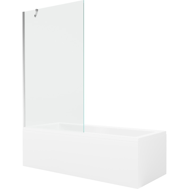 Mexen Cubik téglalap alakú kád 160 x 70 cm burkolattal és 1-szárnyú paravánnal 100 cm, átlátszó, króm