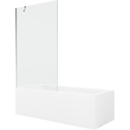 Mexen Cubik rektanguláris kád, 160 x 70 cm, burkolattal és 1-szárnyas paravánnal, 100 cm, átlátszó, króm