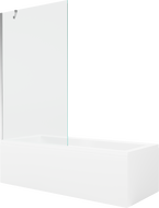 Mexen Cubik cadă rectangulară 160 x 70 cm cu carcasă și paravan cu 1 canat 100 cm, transparent, crom - 550316070X9510000001