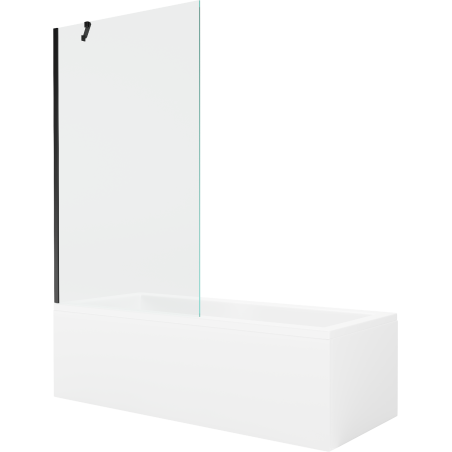 Mexen Cubik cadă dreptunghiulară 160 x 70 cm cu panou și paravan cu 1 canat, 100 cm, transparent, negru - 550316070X9510000070