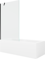 Mexen Cubik cadă dreptunghiulară 160 x 70 cm cu carcasă și paravan cu 1 panou 100 cm, transparent, negru - 550316070X9510000070